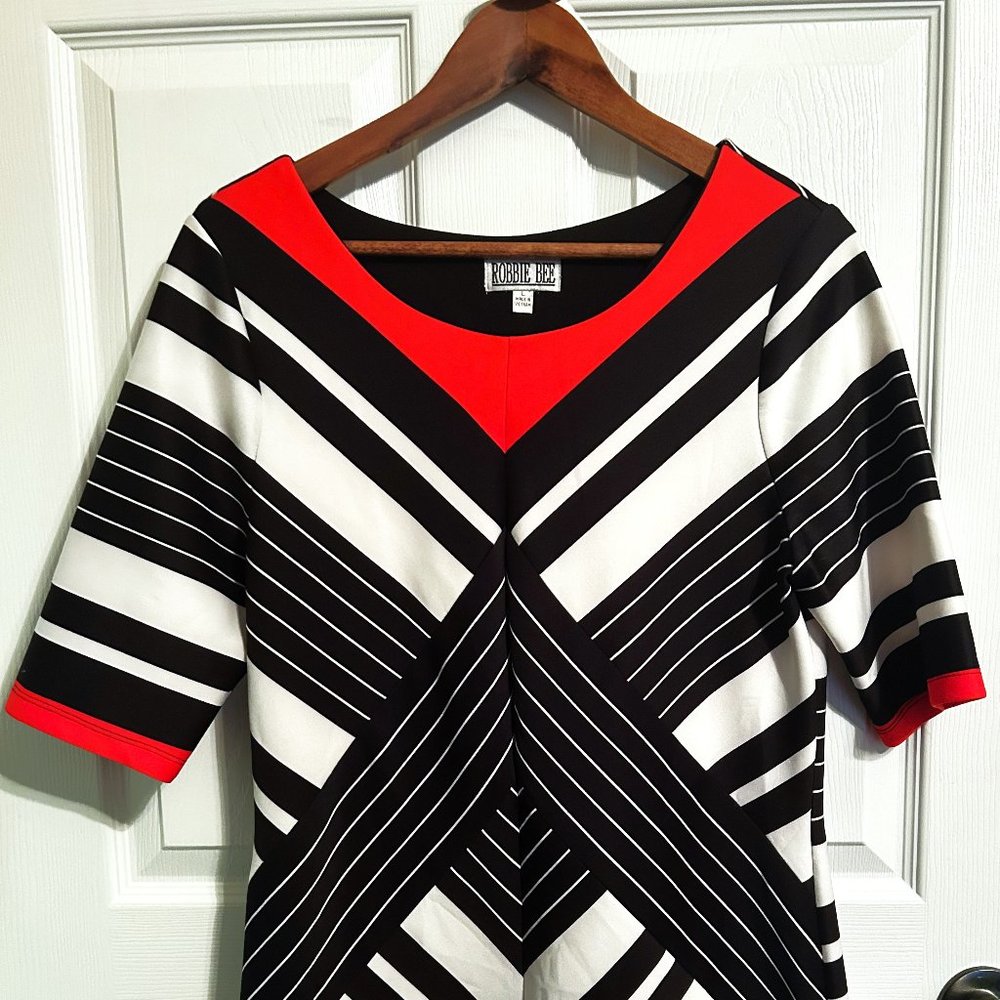 Robbie Bee Multicolored Striped Shift Dress - Size Large